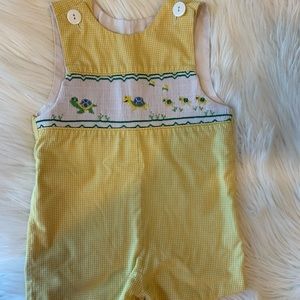 Wish Upon A Star Smocked Turtle Shortall Size 1